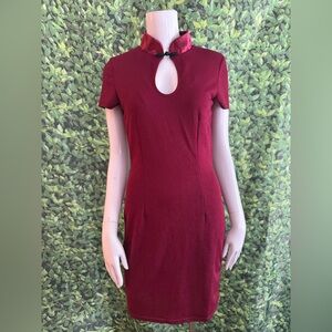 Chic Burgundy Keyhole Mini Dress
